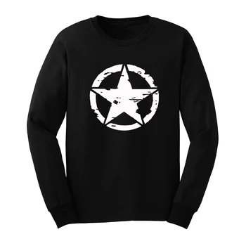 

Loo Show Mens Jeep Military Star Long Sleeve Adult T-Shirts Casual Men Tee