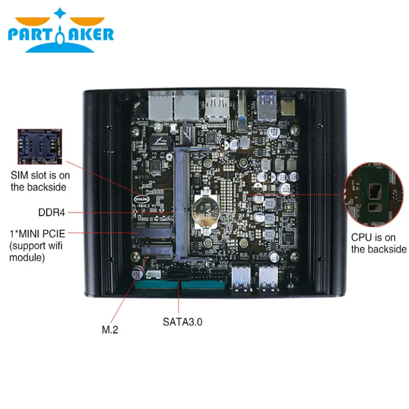 Причастником Intel Core i5 7200U промышленный безвентиляторный мини-ПК Windows 10 4K HTPC NUC HDMI DP 6 USB 2 COM для Бизнес офиса Причастником Intel Core i5 7200U промышленный безвентиляторный мини-ПК Windows 10 4K HTPC NUC HDMI DP 6 USB 2 COM для Бизнес офиса