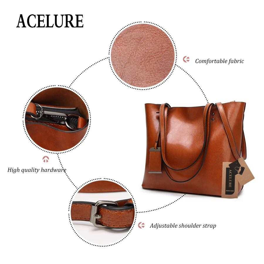 ACELURE بلون كل مباراة بو الجلود حقائب كتف للنساء لينة عالية-قدرة حقائب الإناث Crossbody أكياس عارضة اليد