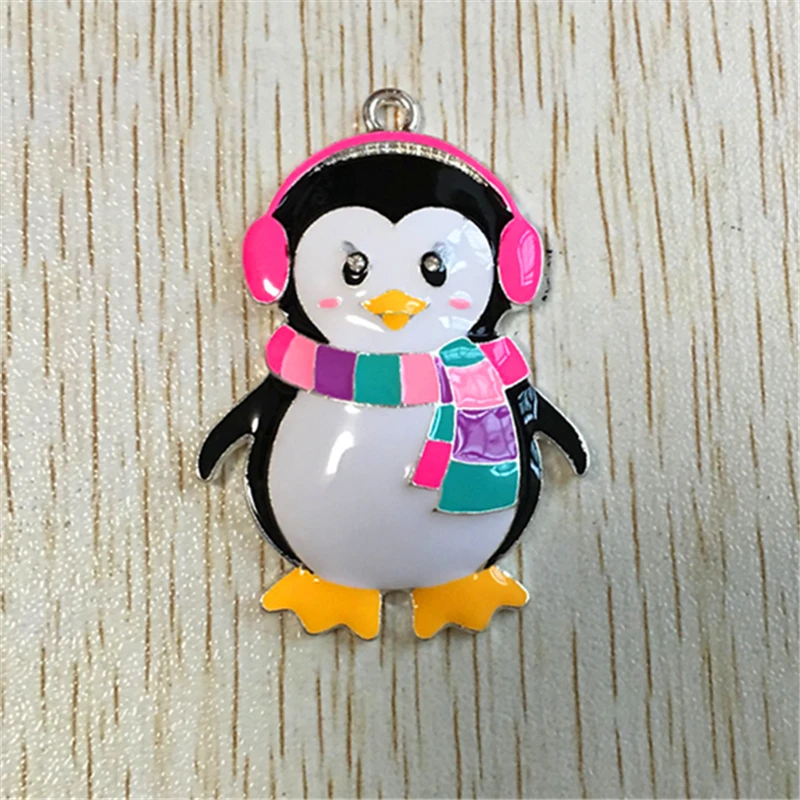 

50x35mm 10pcs/lot silver Zinc alloy enamel penguin Pendants for Necklace making