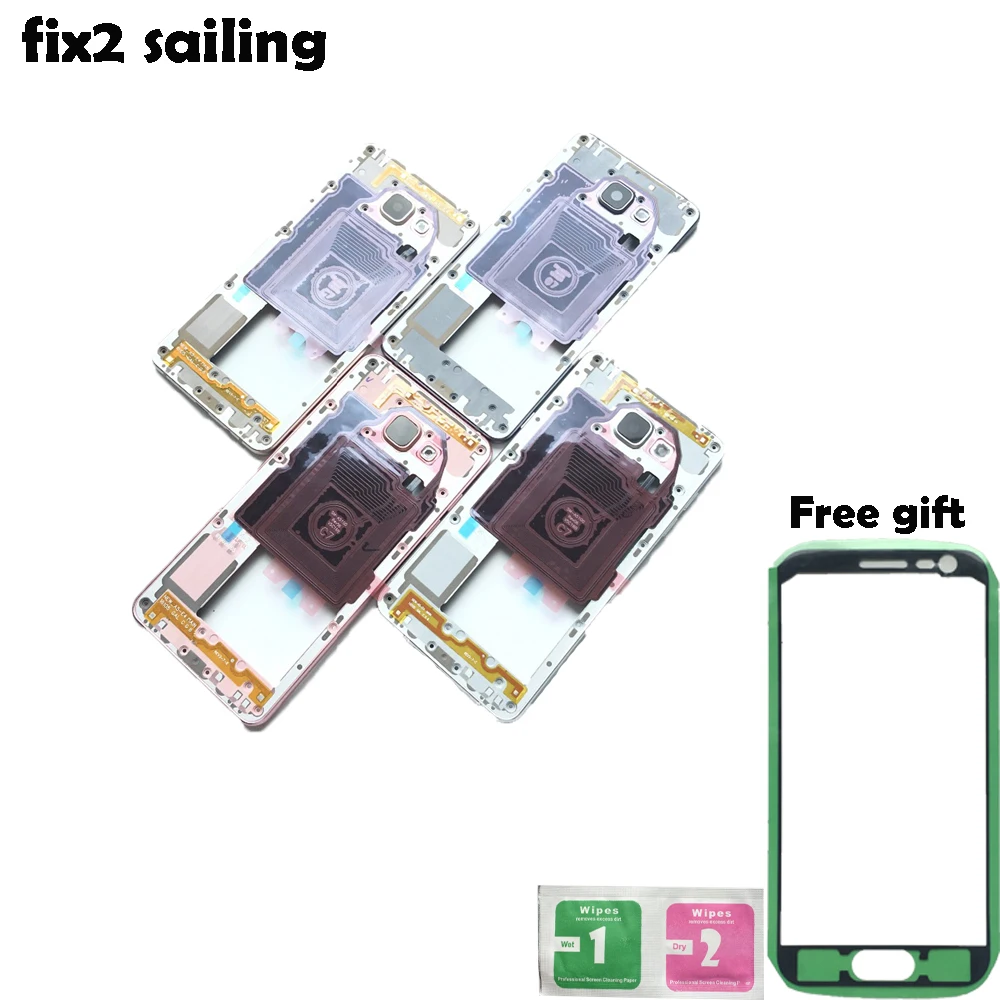 

Middle Plate Frame Bezel Housing+Side Button+Camera Glass Lens For Samsung Galaxy A5 2016 SM-A510F A510 A510F A510M