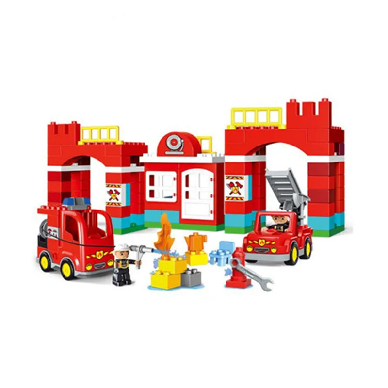 

Legoing Duploe Diy Big Size City Fire Department Firemen Blocks Compatible With Bricks Toys For Children Brithday Gifts Hobbies