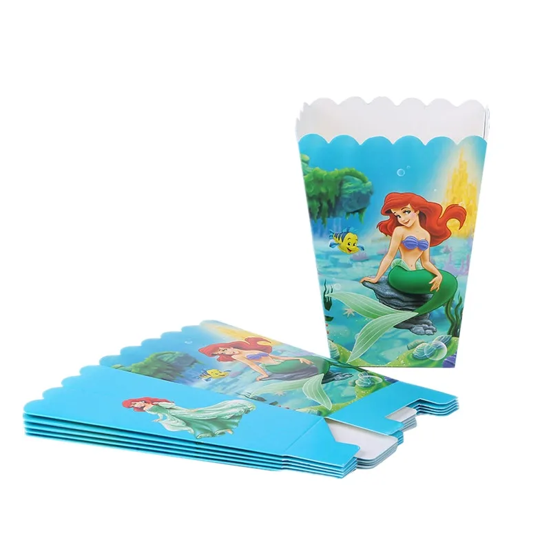 

12Pcs/lot Lovely Mermaid Princess Party Supplies Popcorn Box Cartoon Case Gift Box Party Favor Accessory Birthday Party Supplies