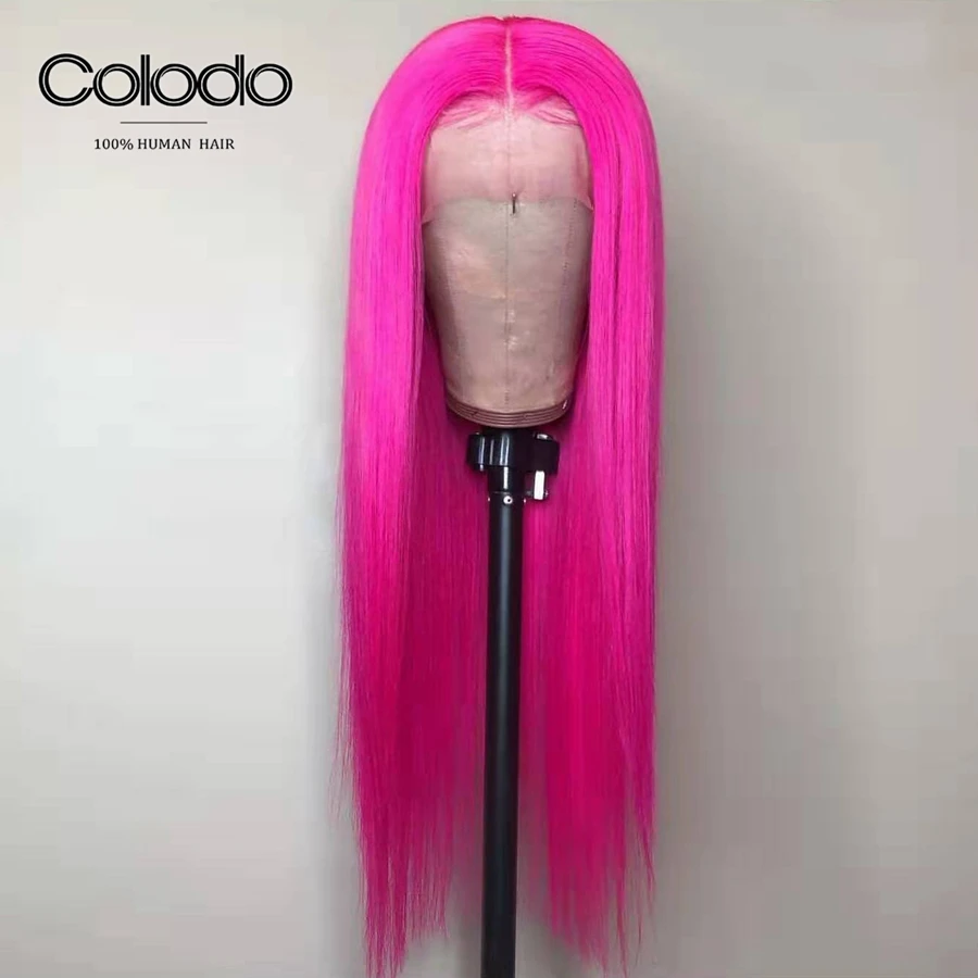Колодо remy волосы розовые бразильские человеческие волосы парик блонд 613 кружевные передние парики для черных женщин предварительно выщипанные цветные прямые парики