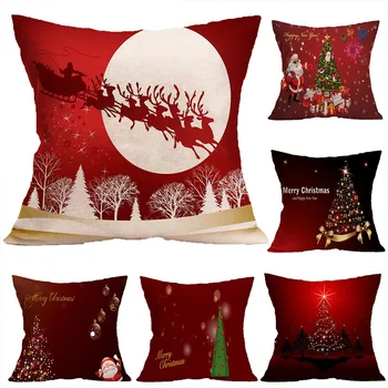 

2pcs/lot Christmas Decor Santa Claus Cushion Pillows Throw Waist Cotton Pillow Santa Claus New Year Gift Pillowcase for Sofa