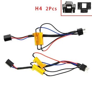 

2Pcs H4 HB2 9003 LED Headlight Load Resistor Error Anti Flicker Decoder 50W 6ohm