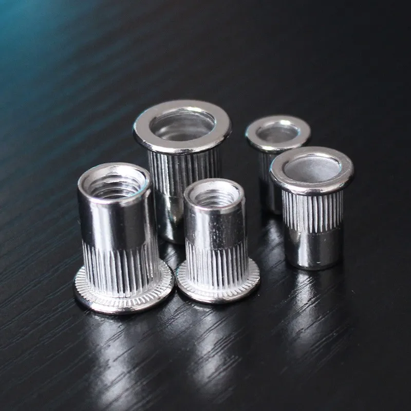 

100PCS 304 Stainless Steel Flat Head Rivet Nuts Set Nuts Insert Riveting Multi Size Rivet Nuts Collocation M6 M8