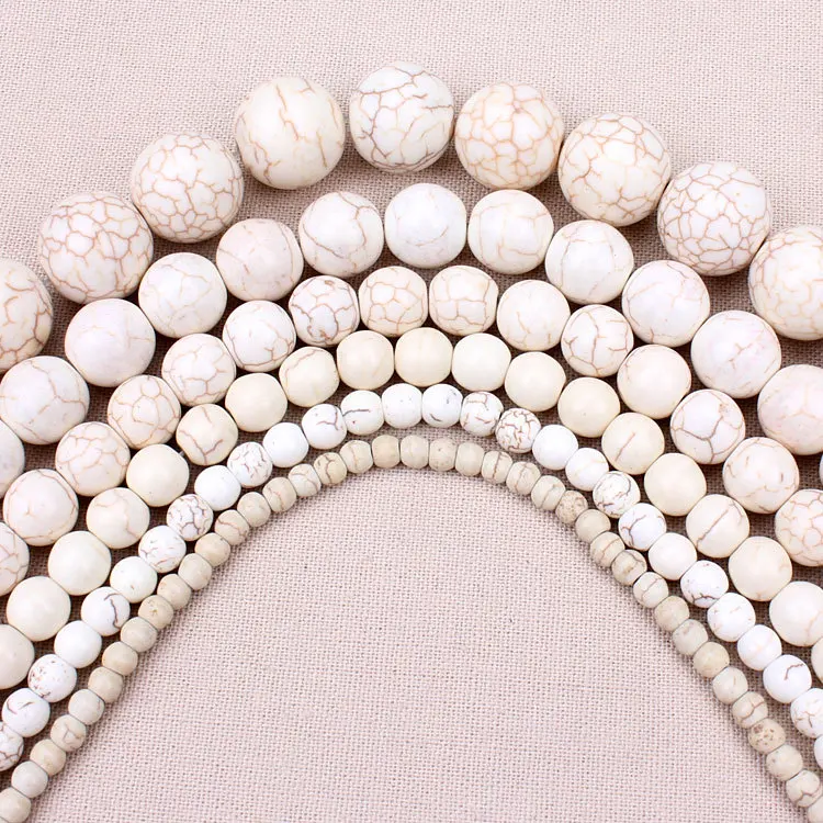 

1 string/pack 4,6,8,10,12mm White Howlite Striated Natural Stone Loose Beads Jewelry Findings For Bracelet Necklace