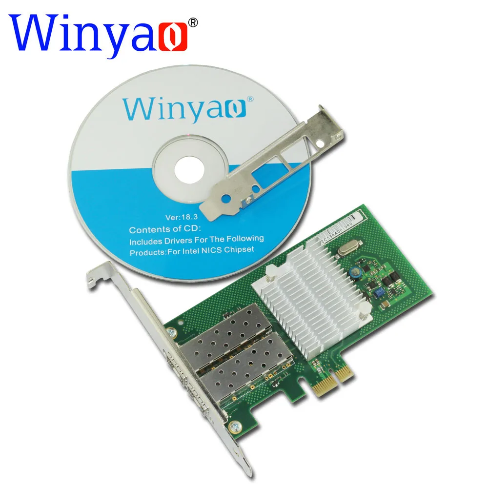 

Winyao WYI350F2SFP PCI-Express X1 Dual Port 1000Mbps Gigabit Ethernet Lan Fiber Server network card For I350-F2 2port Nic