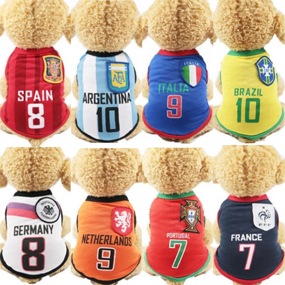 Pet Dog Clothes World Cup Dog Vest 8 Country Soccer Dog Shirt Football Uniforms Dog Cat Cotton Clothes Sports Cat Shirt Pet Dog Clothes World Cup Dog Vest 8 Country Soccer Dog Shirt Football Uniforms Dog Cat Cotton Clothes Sports Cat Shirt