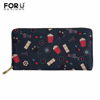 

FORUDESIGNS PU Leather Women Long Purse Female Clutches Money Wallets Movie Design Handbag for Cell Phone Card Holder Men Wallet