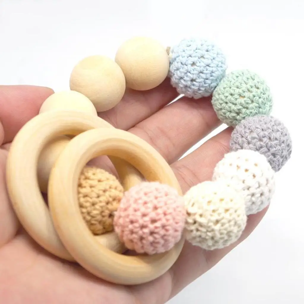 Handmade Baby Natural Maple Wooden Teething Rings Wood Baby Teether Rings Toys