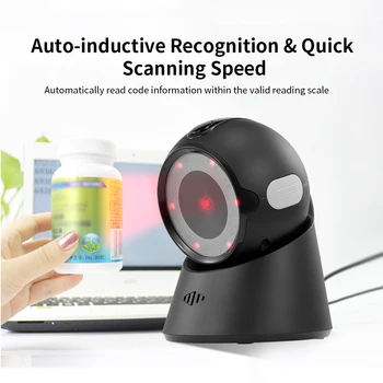 

Barcode Scanner Wired USB Versatile Scanning Hands-free bar code reader Scan QR Code Reader for Ipad Supermarkets/Stores
