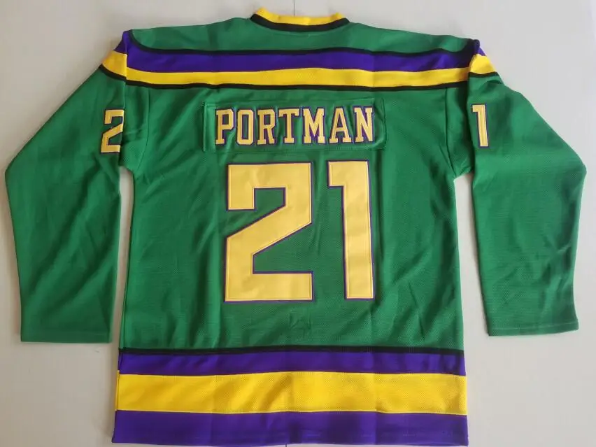 

Ediwallen Anaheim Ducks 21 Dean Portman The Mighty Ducks Movie Green 1993 Vintage Ice Hockey Jerseys For Sport Fans Breathable