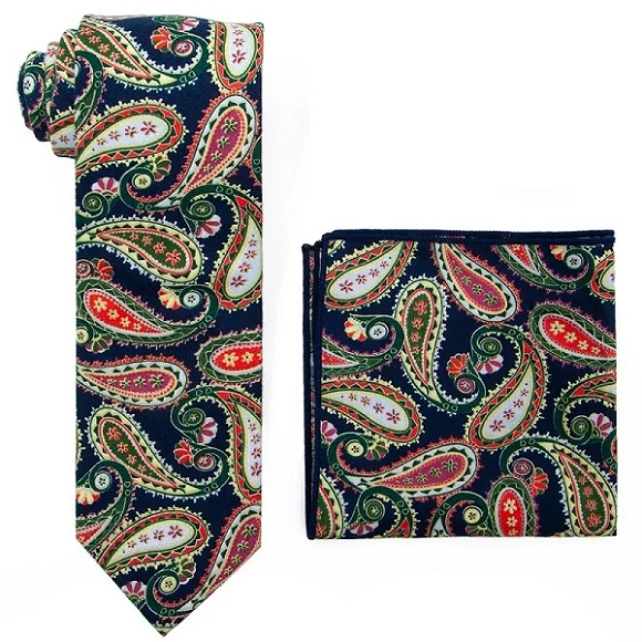 Мужской Хлопковый галстук с принтом портного Смита, с цветочным принтом, с узором пейсли, мужской галстук и платок, комплект, модная мужская рубашка, Corbatas - Цвет: PCTS-025 Cotton Tie