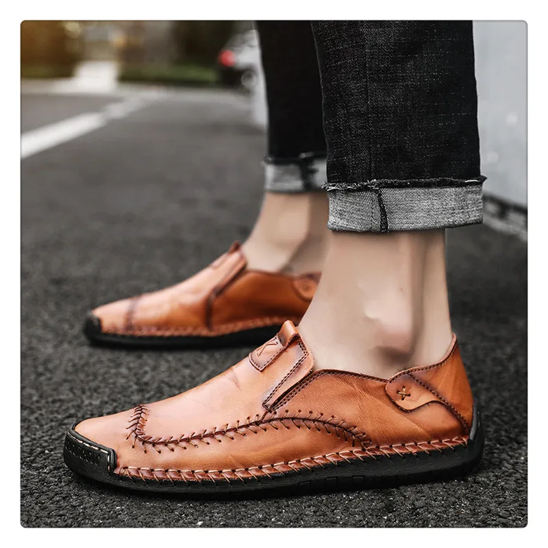 URBANFIND/Мужская обувь для вождения; лоферы из натуральной кожи; модные мягкие дышащие мокасины ручной работы; слипоны на плоской подошве; размеры 38-48