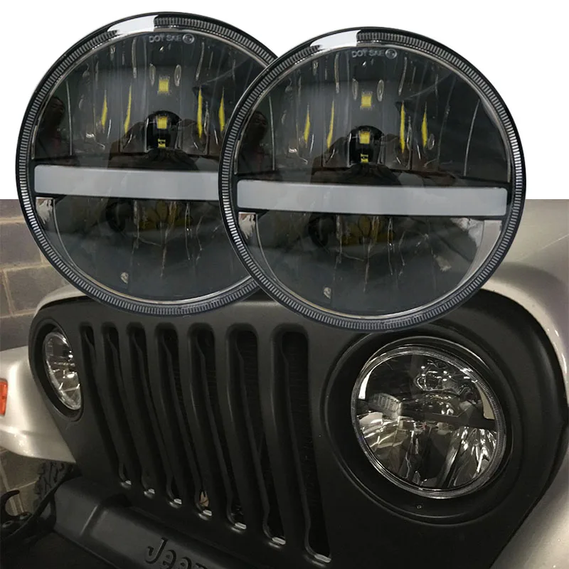 Для Jeep wrangler JK фара 7 дюймов Круглая светодиодная Замена лампы 12V 24V H4 заглушка фары
