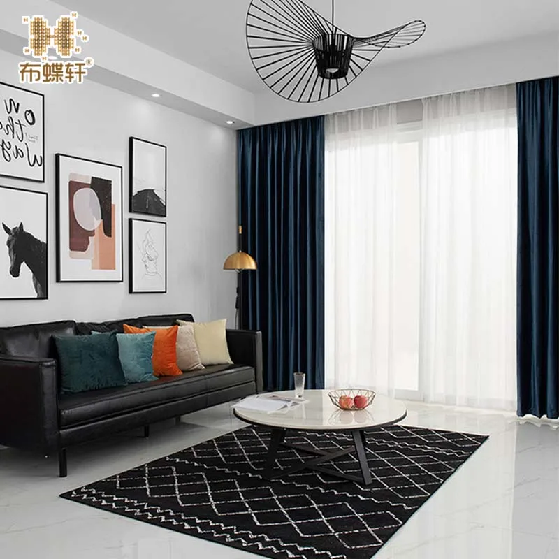 

Nordic Ins Style High Grade Luxury Velvet Fabric Blackout Curtains for Living Room Bedroom Retro Dark Green Curtain