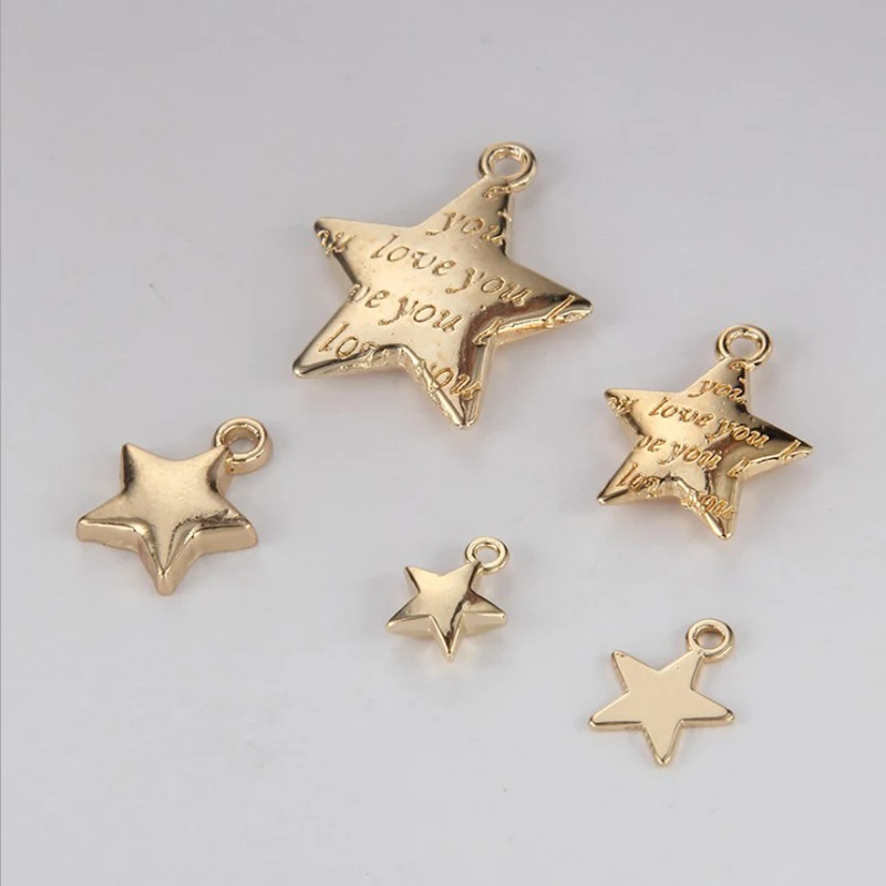 

Wholesale10pcs Vintage Gold Mixed five-pointed star Necklace Pendant Connector Diy Jewelry Findings branches Charms Accessories