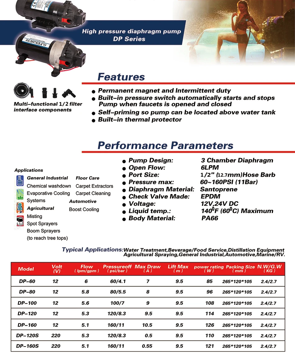 DP-120s ac 220 v 120PSI AC Бытовая напольная бустерная диафрагма насос