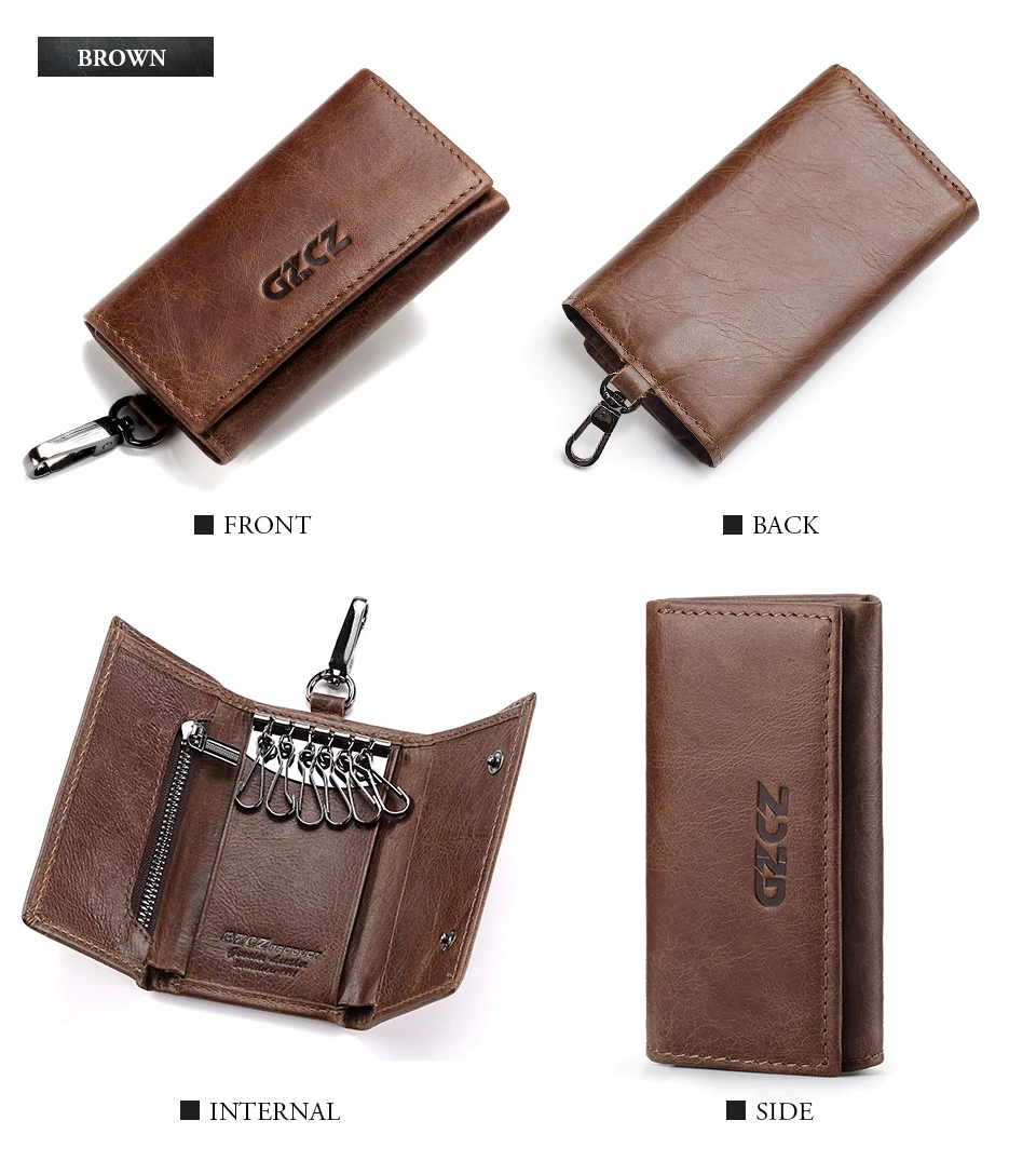 GZCZ мужской кошелек из натуральной кожи, чехол для ключей в винтажном стиле, кошелек для ключей, кошелек для монет, ключница, Автомобильный ключ, органайзер, сумка, маленький портфель
