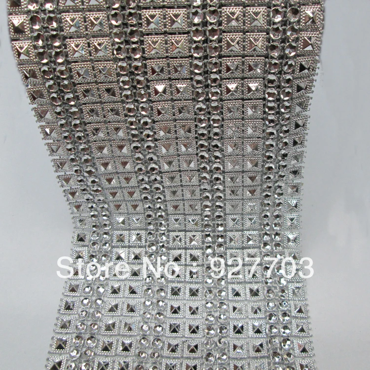 1 ярд 8 рядов белая пирамида искусственная Бриллиантовая сетка|rhinestone crystal|crystal