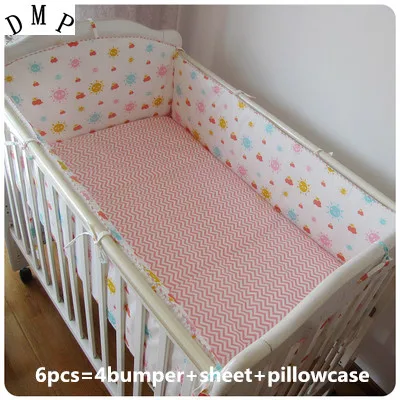 

Promotion! 6PCS Crib bedding set baby crib bed linen boys girls baby Bedding set berco,(bumpers+sheet+pillow cover)