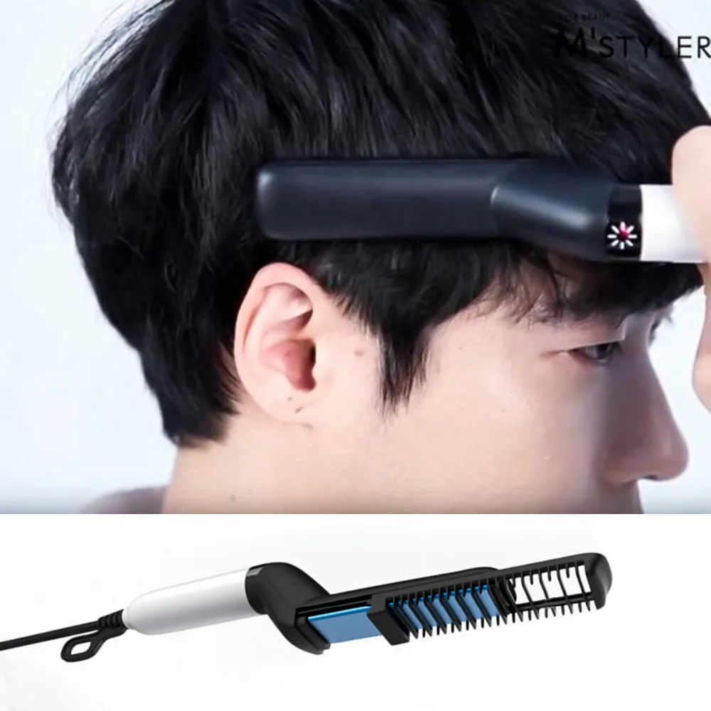 

Quick Hair Styler Curling Straighten Hairdressing Hairbrush Comb Portable ABS and Heating Piece Hair Styler for Men