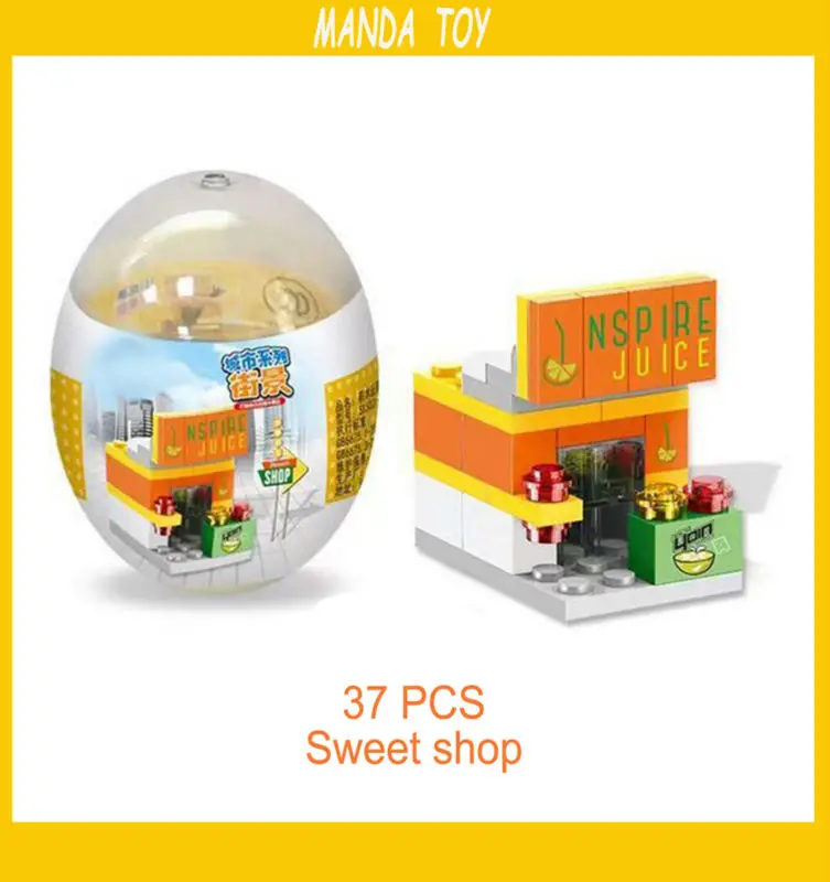 Мини-уличные игрушки для яиц модульные наборы ресторанное здание DIY куклы модели