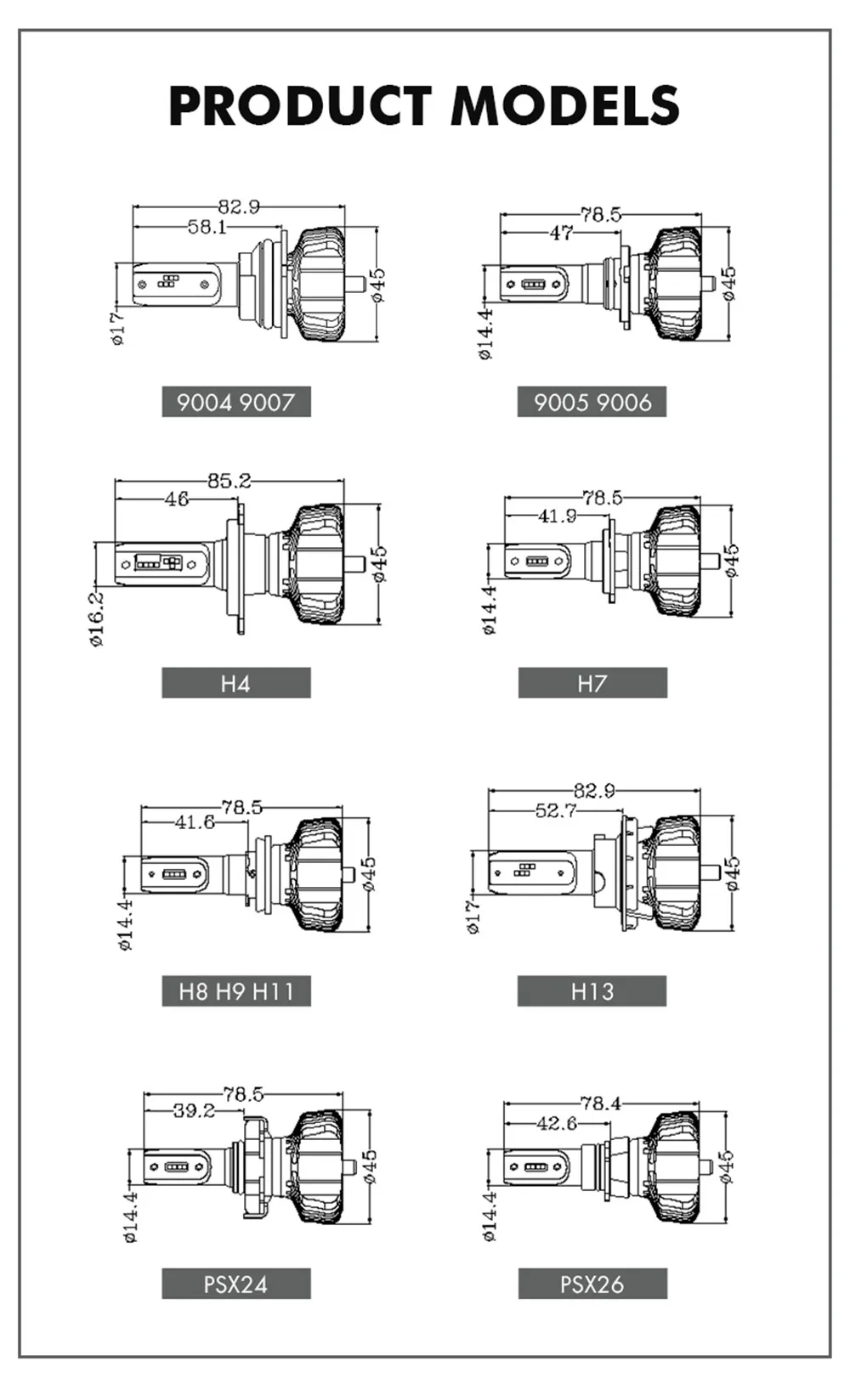 Xenplus H7 светодиодный H4 H11 HB3 HB4 H13 H8 9004 9005 9006 автомобильный светильник головной светильник со светодиодными кристаллами для 9000LM 40W 12V двойной цвет 3000 К 6500 светодиодные лампы для авто