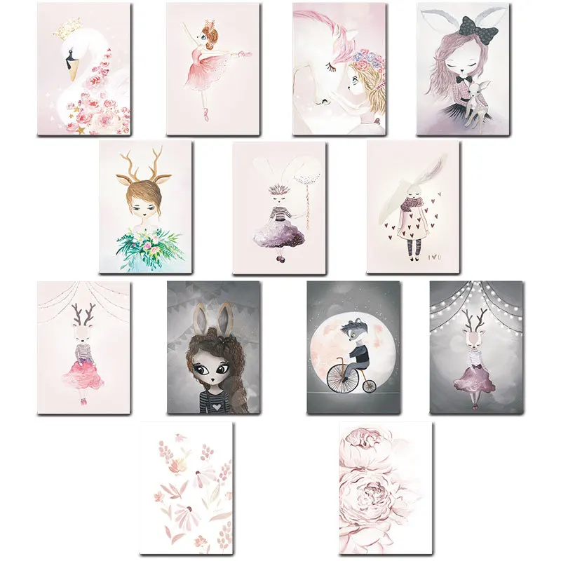 

Cute Children Poster Unicorn Canvas Wall Art Print Painting Decoration Picture Nordic Kids Bedroom Decor Gift Animal No Framed