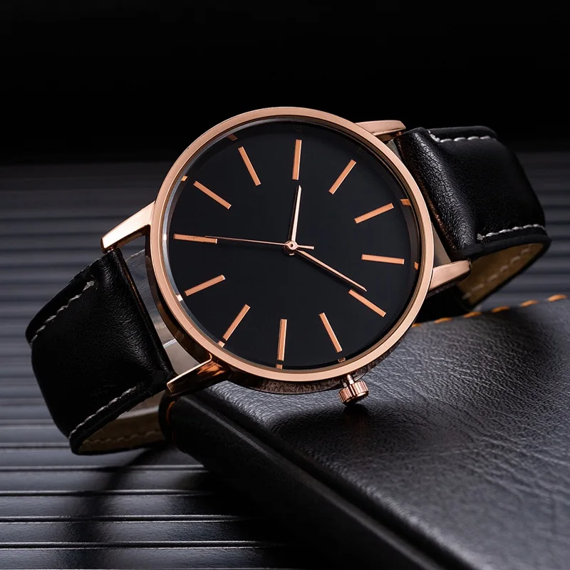 

Ultra-thin Simple Men Watches Alloy Case Synthetic Leather Analog Quartz Sports Business Watch Orologi Da Uomo Relojes De Hombre