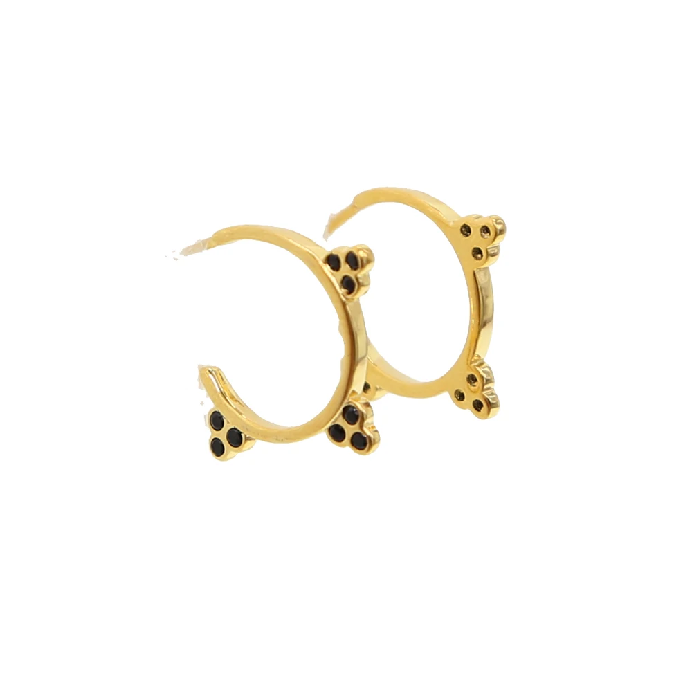 

Wholesale fashion circle Gold white black cz earrings simple 925 sterling silver metal Round earrings Girl's popular earrings