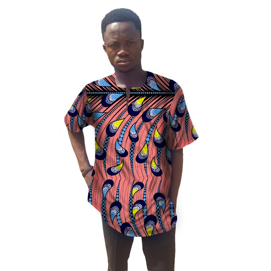 Модные Дашики Для мужчин платье Африканский Для мужчин одежда печати v-образным вырезом Топы человек футболка Африка Стиль Дизайн танец