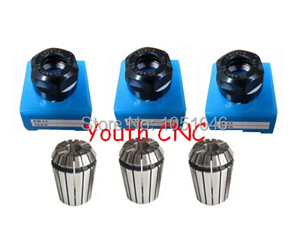 Free shipping high quality 3 pcs er11 collets 1/8' (3.175mm) and 3pcs er11A Nut | Инструменты