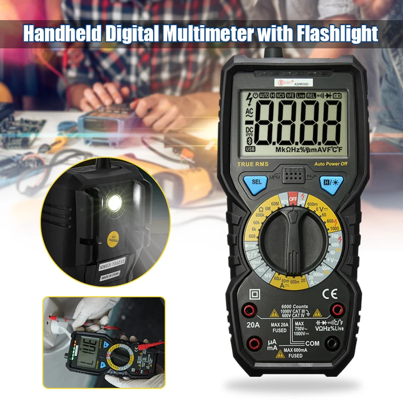 

Brand New Sink Adm08d Digital Multimeter Temperature Test NCV True RMS Multimeter Testing Equipment For ADM08D ADM08A Upgrade
