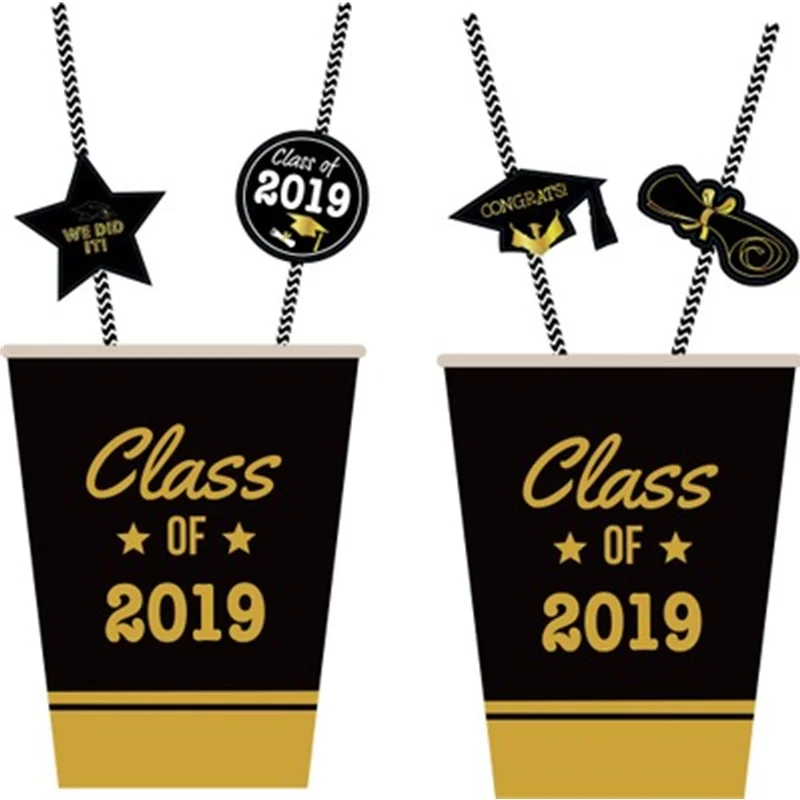 

36PCS 2019 graduation party decoration straws graduation season party decoration decoration supplies