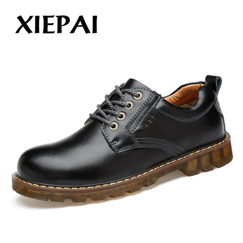 Мужские модные оксфорды из натуральной кожи; Повседневная обувь; размеры 38-45; рабочие защитные ботинки; дизайнерские мужские кожаные туфли; Цвет черный, коричневый