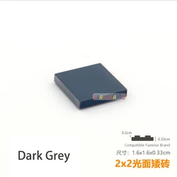 Set of 50 DIY Smooth 2x2 Building Bricks - Educational Construction Toys (Dark Grey)