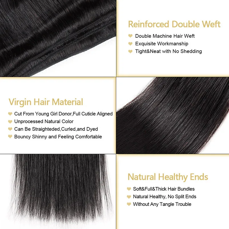 Raw Indian Straight Hair Bundles Unprocessed Indian Virgin Hair Bundles 100% Human Hair Extensions 1/3/4 Bundles Funmi Hair