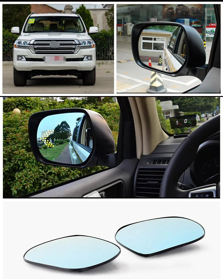 Фирменная Новинка Мощность с подогревом синий Широкий формат зрение сторона зеркало заднего вида очки для Toyota Land Cruiser