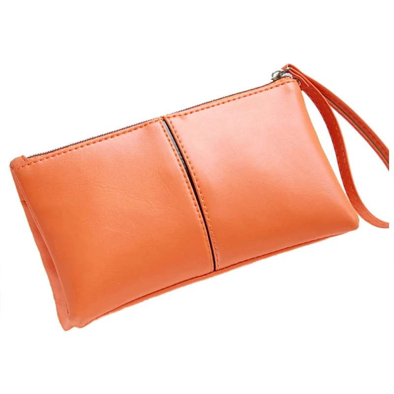 

Women Leather Long Bifold Purse Zipper Clutch Mini Handbag Wallet Girl Card Bag Orange