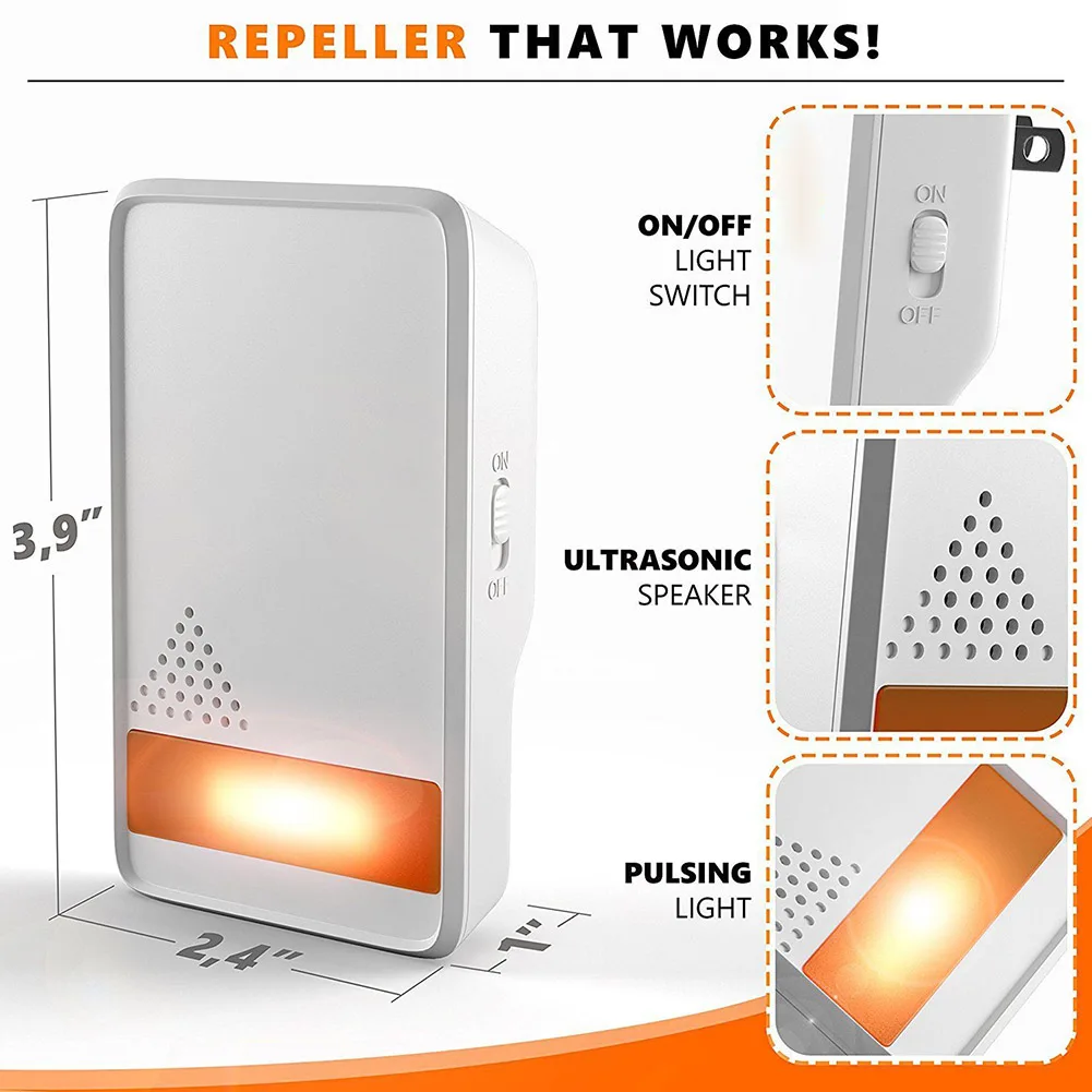 

Newly 4 Pcs Ultrasonic Pest Repeller Electronic Indoor Plug Insects Repellent Anti Mice Bug Ant Mosquito XSD88