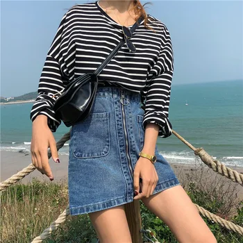 

2019 Summer Ladies High Waist Denim Skirt Skirt Loose Thin Bag Hip A Word Skirt