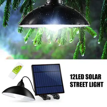 

Garden Solar Light Retro Bulb Lampshade Solar Powered Pendant 12LED Light With Remote Control Solar Hanging Lamp for Outdoor