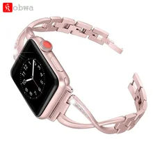 Kobwa Ladies Watch Band Strap for Apple Watch Bands 38mm/42mm diamond Stainless Metal Strap for iwatch collection Three 2 1 Bracelet