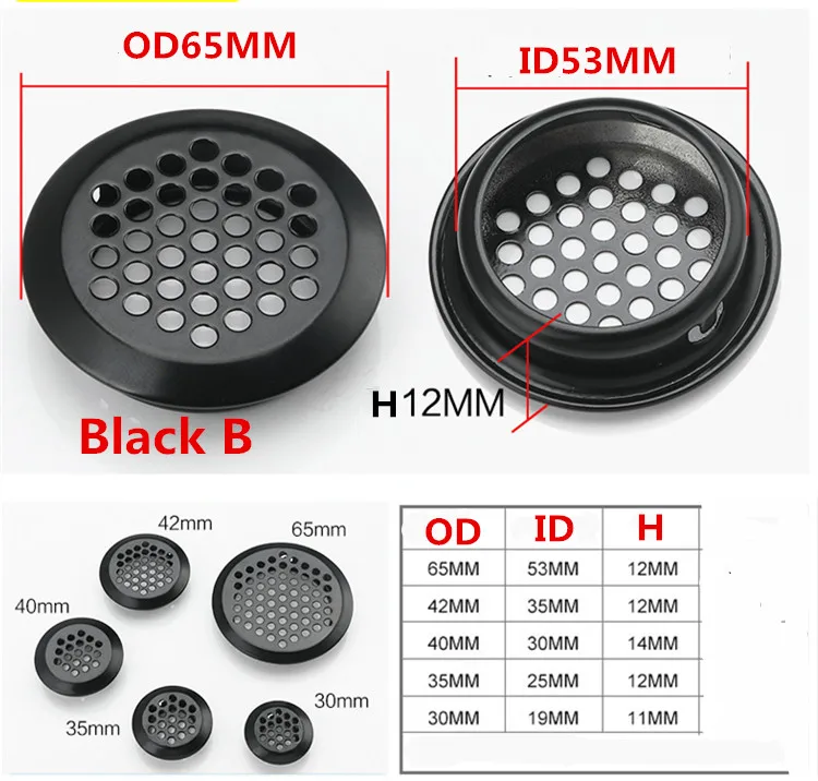 10Pcs 30mm65mm Wardrobe shoe Cabinet Ventilating Mesh Hole Air Vents Metal Mesh Hole Round Louver Ventilation Grille Air (18)