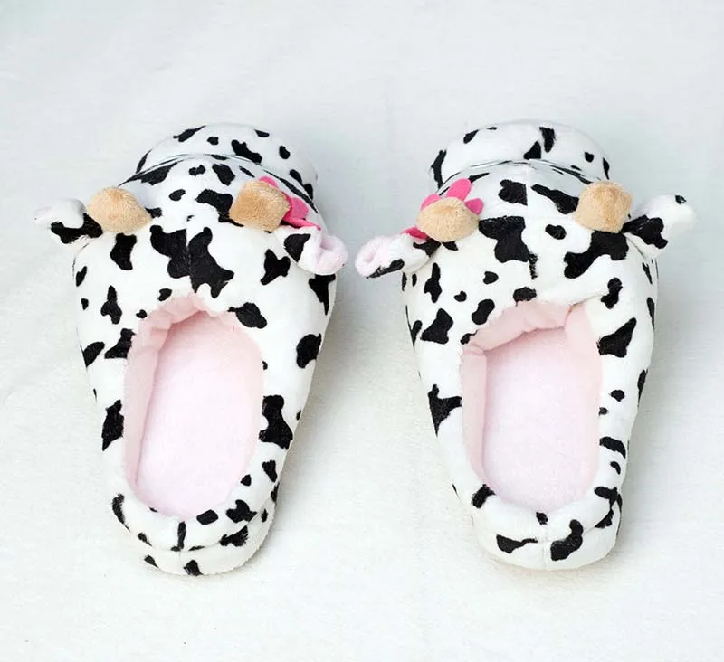 Men&Women Indoor Soft Shoes cow Slippers Winter Warm Cotton Plush Special custom Slipper Cartoon Slipper floor lovers shoes