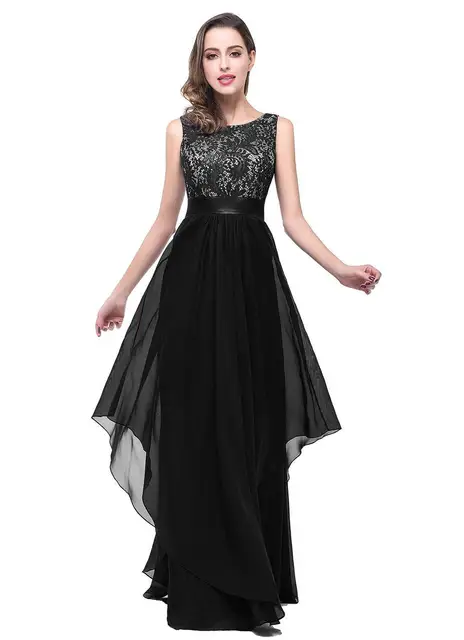 In Stock Black Evening Dresses Elegant Lace long Evening Dress 2019 A ...