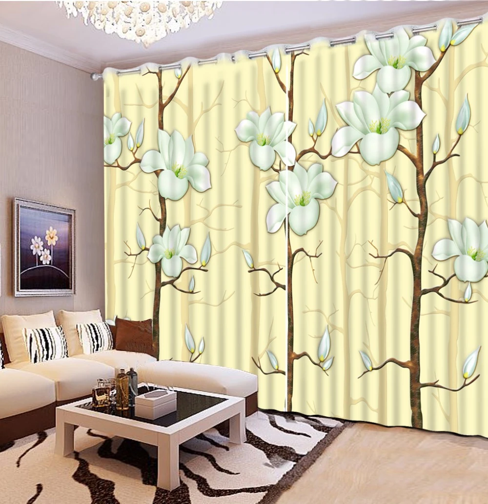 Modern Living Room Curtains Yellow Flower Blackout Curtains For Window Brief Polyester Cotton Thick Curtain Drapes Curtains For Room Curtainsblackout Curtains AliExpress